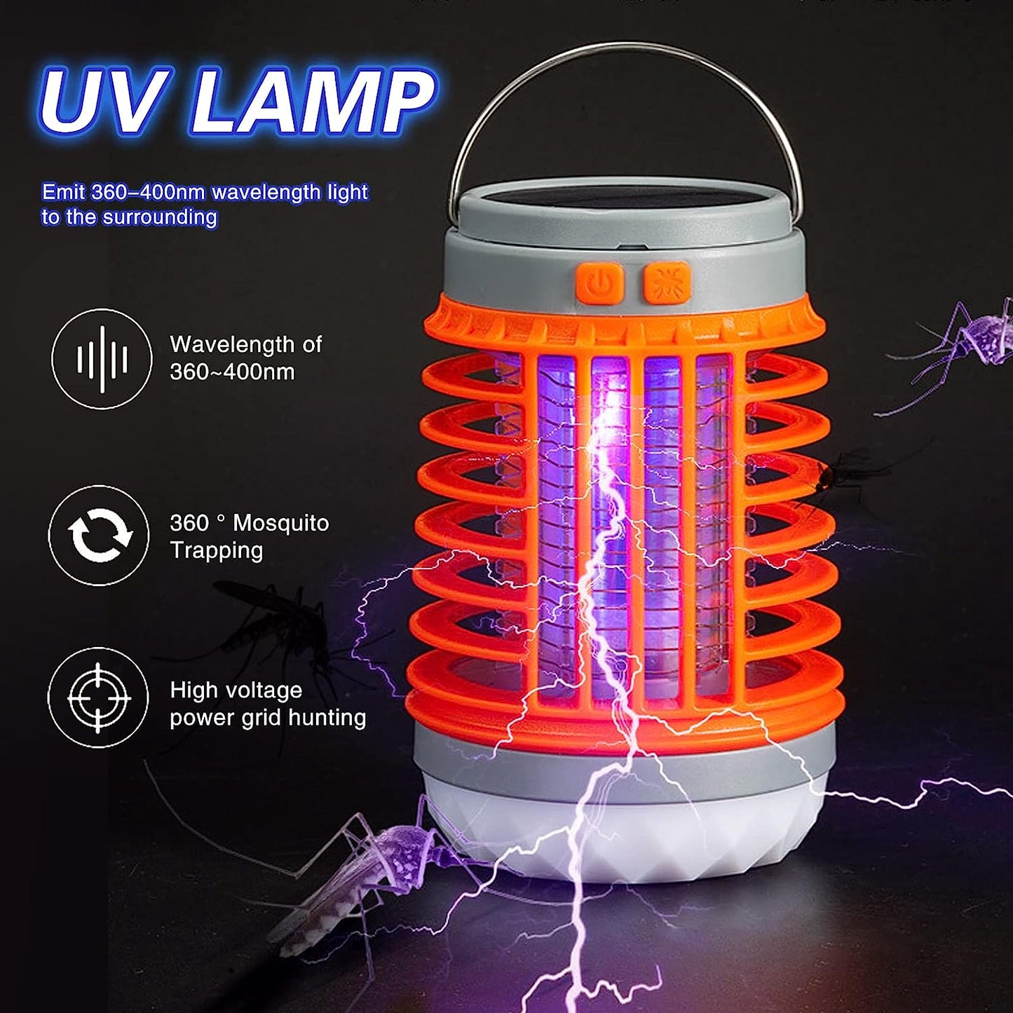 Multifunctional Solar camping and USB Chargeable Mosquito Killer Lamp