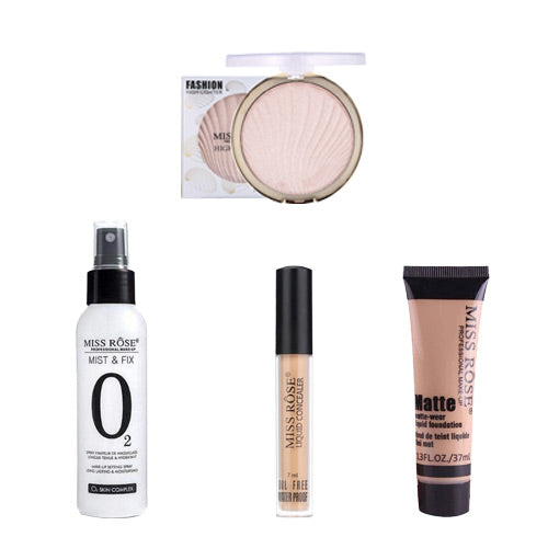MISS-ROSE-FOUNDATION-CONCEALER-HIGHLIGHTER-MAKEUP-SETTING-SPRAY