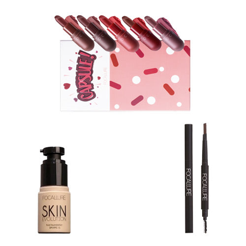 FOCALLURE-CAPSULE-LIPSTICKS-SKIN-EVOLUTION-FOUNDATION-EYEBROW-PENCIL
