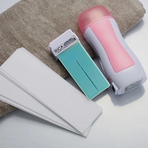 Rica Roll On Wax Deal Pack OF 3 Depilatory Machine + Rica Roll On Wax + Wax papers(50pcs)