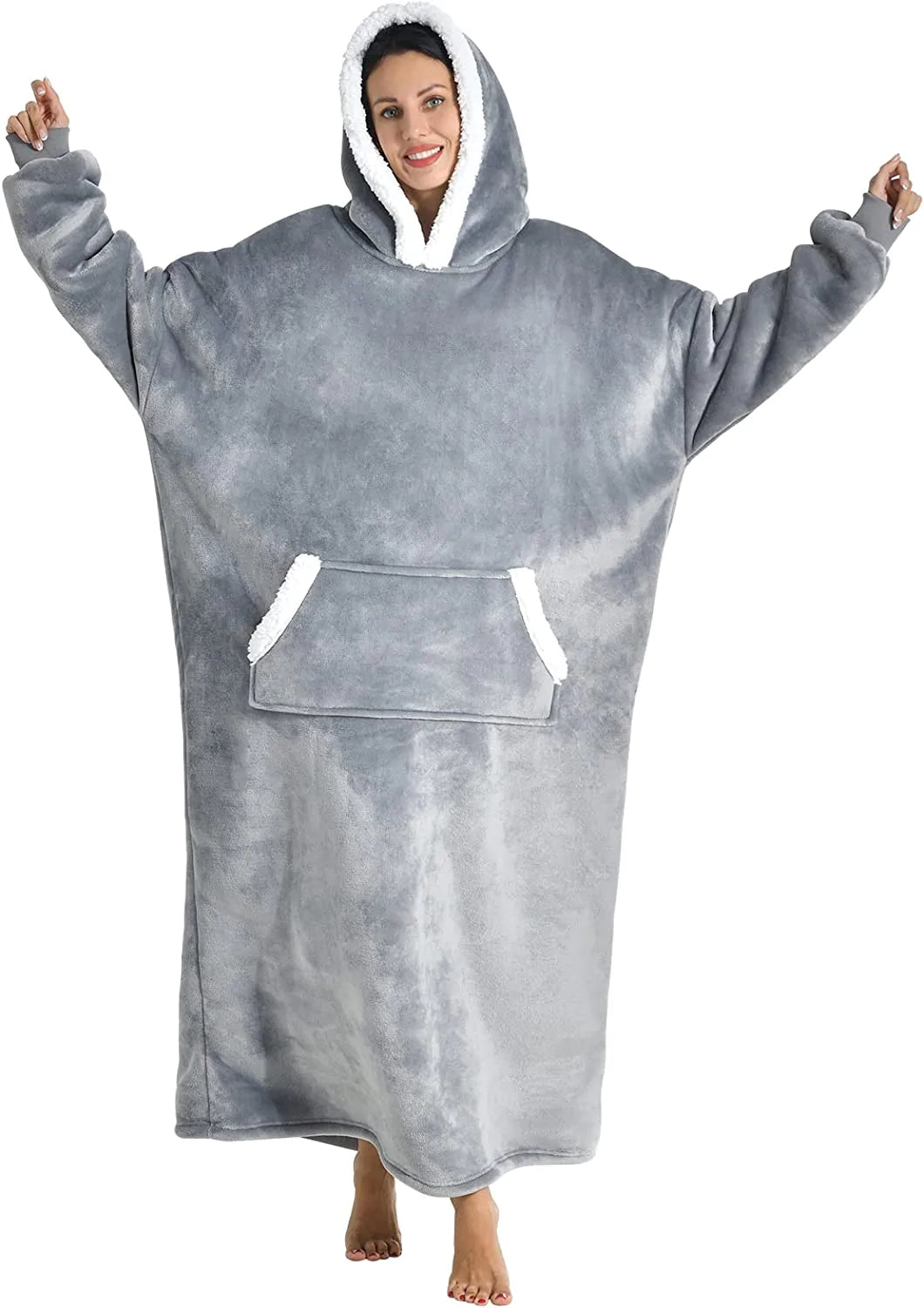 Oversized Hoodie For Adults & Kids | Microfiber & Sherpa Wearable Blanket