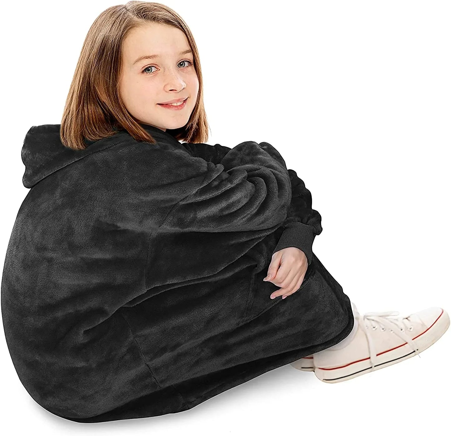 Oversized Hoodie For Adults & Kids | Microfiber & Sherpa Wearable Blanket