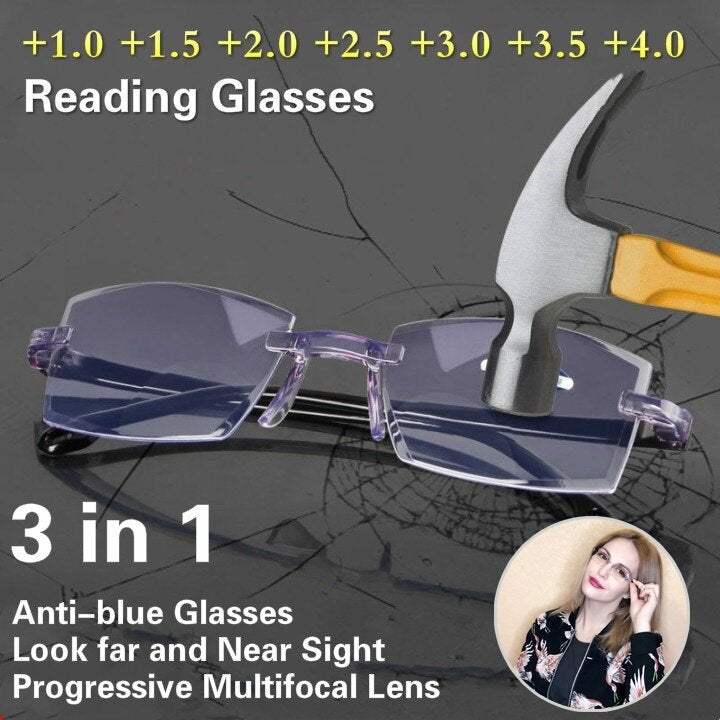 Smart zoom reading glasses for men and women with high-definition fashion anti-blue light radiation