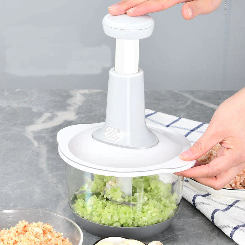 Big Hand Press Chopper, Food Chopper, Large Manual Hand-Press Vegetable Chopper Mixer Cutter