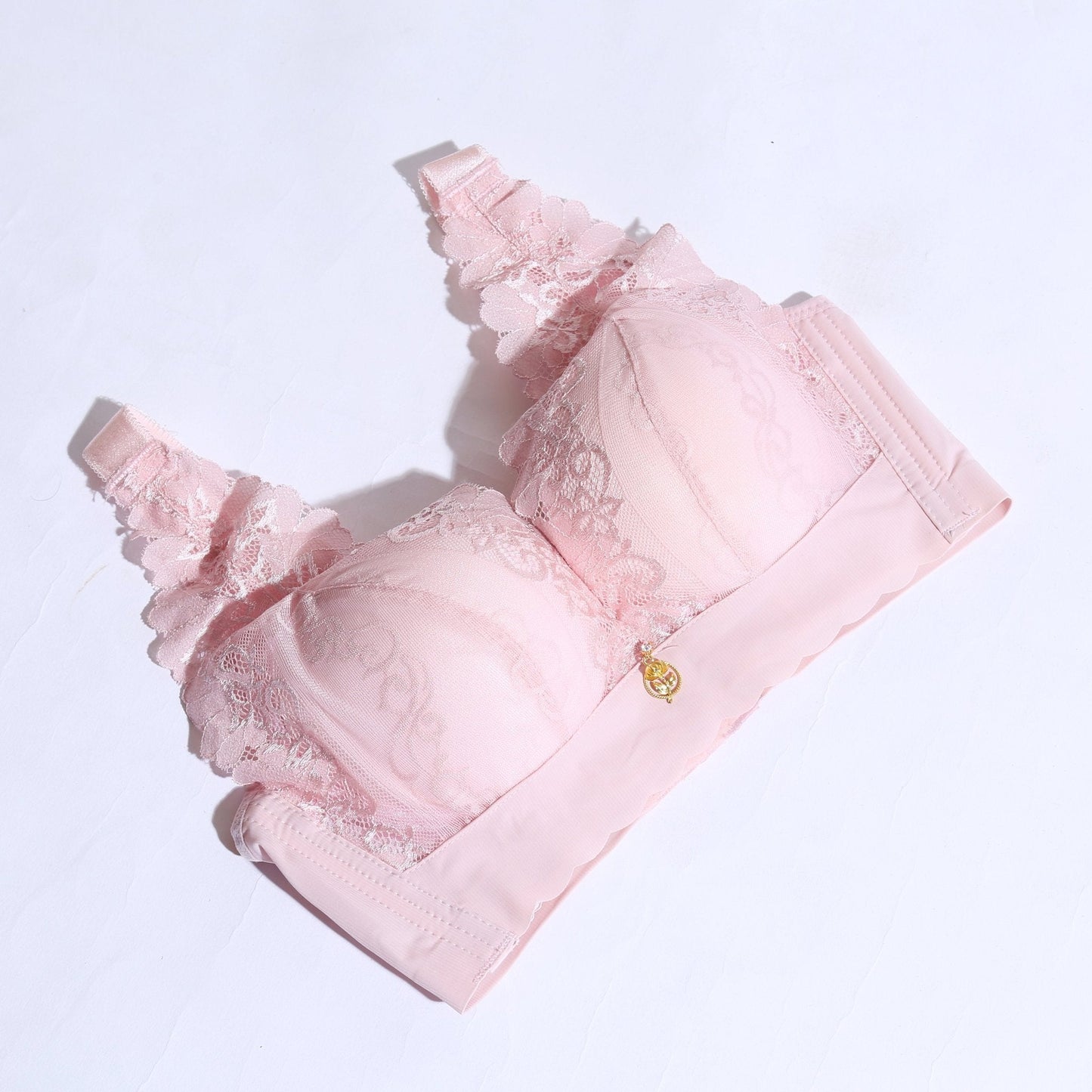 FLORAL COTTON NET BRA WITH PENDANT