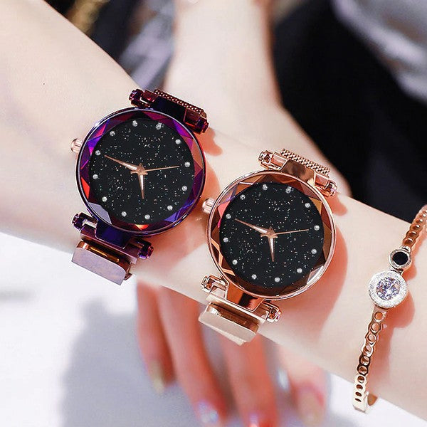 Pack of 3 Ladies Wrist Watches Luxury Starry Sky Magnet Buckle
