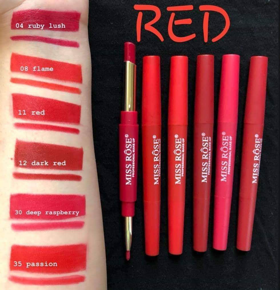 MISS ROSE 2 IN 1 LIPSTICK + LIPLINER (PACK OF 6)