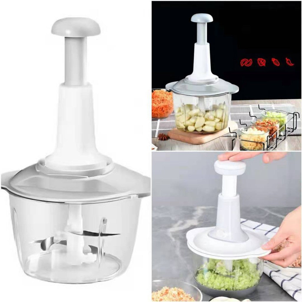 Big Hand Press Chopper, Food Chopper, Large Manual Hand-Press Vegetable Chopper Mixer Cutter
