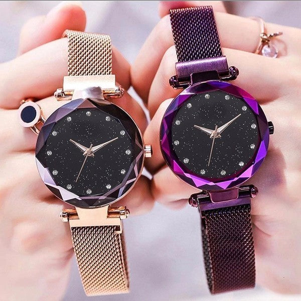 Pack of 3 Ladies Wrist Watches Luxury Starry Sky Magnet Buckle