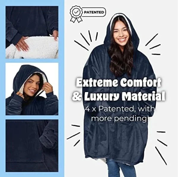 Oversized Hoodie For Adults & Kids | Microfiber & Sherpa Wearable Blanket