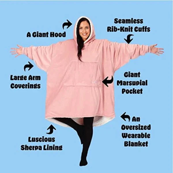 Oversized Hoodie For Adults & Kids | Microfiber & Sherpa Wearable Blanket