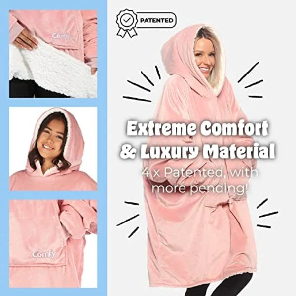 Oversized Hoodie For Adults & Kids | Microfiber & Sherpa Wearable Blanket