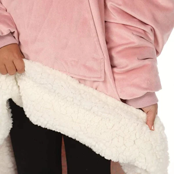 Oversized Hoodie For Adults & Kids | Microfiber & Sherpa Wearable Blanket