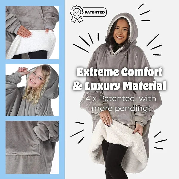 Oversized Hoodie For Adults & Kids | Microfiber & Sherpa Wearable Blanket