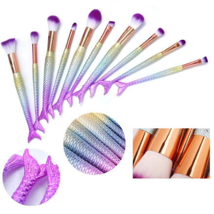 11 Piece Mermaid Cosmetic Makeup Brush Set