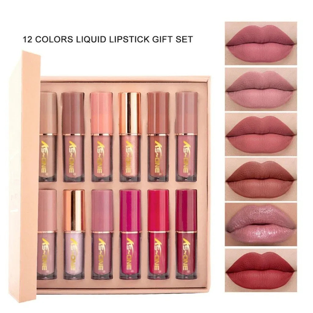 Mocallure Lip Gloss Book Kit | Lip Gloss Pack of 12 | Moisturizing & Shiny Lip Gloss | Matte Liquid Lipstick Set 2.5ml*12pcs