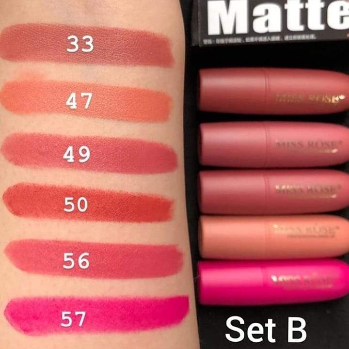 MISS ROSE WATERPROOF LONG-LASTING MATTE LIPSTICKS