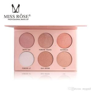 MISS ROSE 6 COLORS FACED MAKEUP BRONZERS HIGHLIGHTERS ILLUMINATOR PALETTE