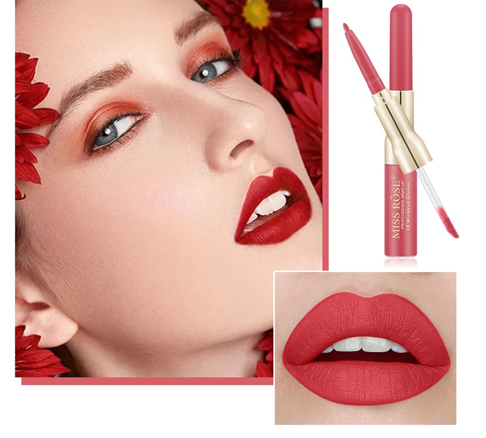 MISS ROSE 2IN1 LIPGLOSS + LIPLINER PACK OF 6