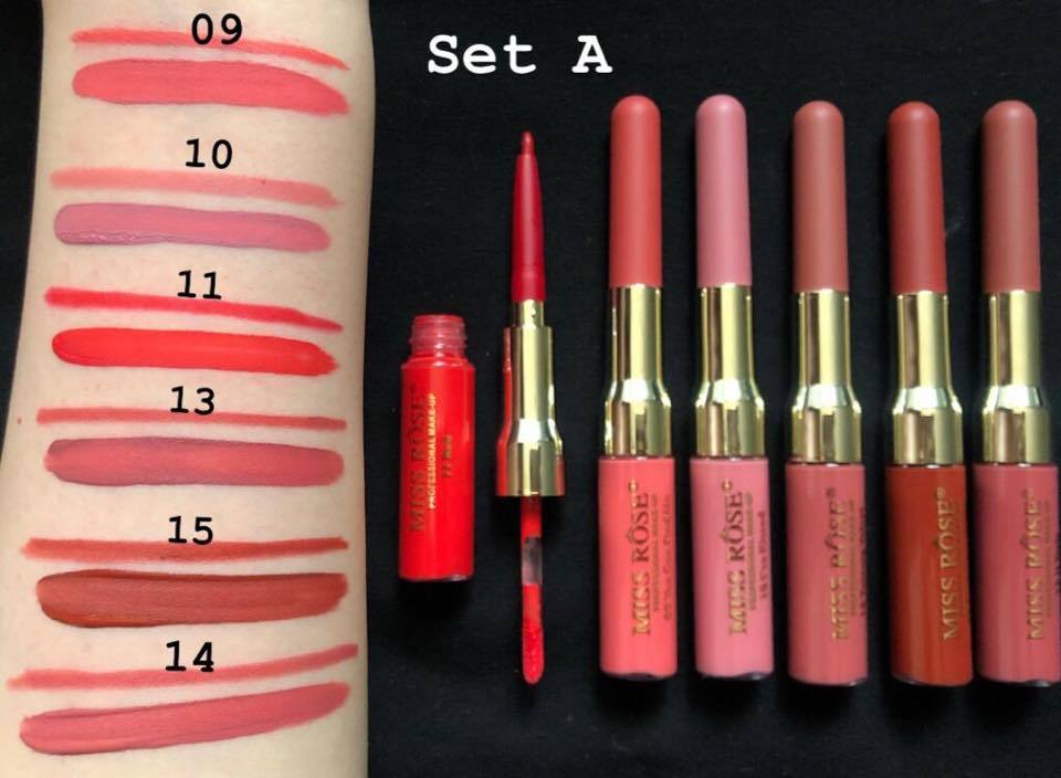 MISS ROSE 2IN1 LIPGLOSS + LIPLINER PACK OF 6