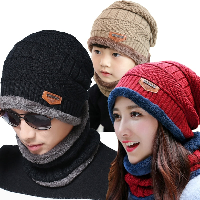 2 Items Warm Knitted 1 Hat and 1 Neck Warmer Collar